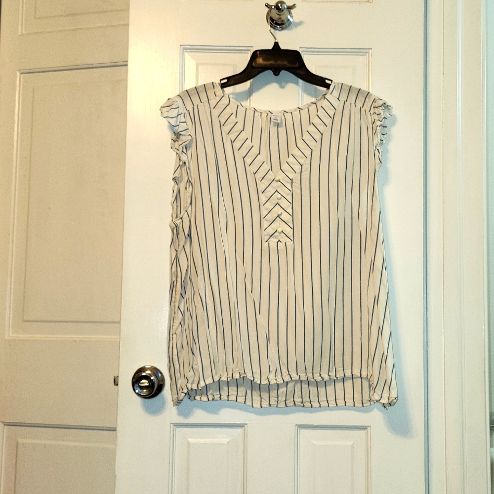 Blue and white striped blouse